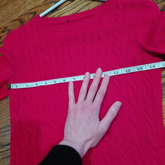 Talbots Small Supersoft Cable Knit Red Crewneck Sweater - Picture 8 of 9